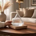 Γυάλινη πυραμίδα Storm Glass με ξύλινη βάση Γυάλινος βαρόμετρο με κρύσταλλα Διαφανής Προβλέπτης καιρού Διακόσμηση 5