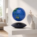 Globe lévitant avec carte du monde Lévitation magnétique Socle noir en forme de UFO Commande tactile Hauteur 25 cm Décoration de bureau et lampe 3