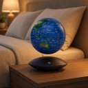 Globe lévitant avec carte du monde Lévitation magnétique Socle noir en forme de UFO Commande tactile Hauteur 25 cm Décoration de bureau et lampe 4