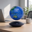 Globe lévitant avec carte du monde Lévitation magnétique Socle noir en forme de UFO Commande tactile Hauteur 25 cm Décoration de bureau et lampe 5