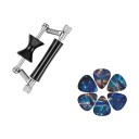 Posuvný kapodastr na kytaru 9,8 x 4 cm se 6 trsátky 0,96 mm rolling capo s pružinami rychlá změna tóniny během hry 1