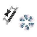 Posuvný kapodastr na kytaru 9,8 x 4 cm se 6 trsátky 0,96 mm rolling capo s pružinami rychlá změna tóniny během hry 4