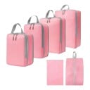 Conjunto de 4 organizadores de compressão para mala S a XL com saco de cordão e bolsa para sapatos em poliéster com fecho e alça para viagens 9