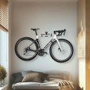 ROCKBROS Horizontal Wall-Mounted Bike Holder 90° Folding Retractable Arm 34–44 cm Load Capacity 30 kg Carbon Steel Black For Garage and Flat 3