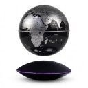 Globe lévitant 14 cm noir avec carte du monde argentée Lévitation magnétique Socle en forme de UFO avec lumière LED Décoration de table 1