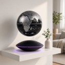 Globe lévitant 14 cm noir avec carte du monde argentée Lévitation magnétique Socle en forme de UFO avec lumière LED Décoration de table 3