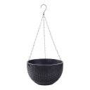 Fleuriste suspendu auto-arrosant 26 cm en plastique au look de rotin avec un insert intérieur et des chaînes pour balcon et terrasse 1