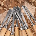 Set of 12 Carving Chisels with Rolling Pouch Length 20.3 cm Blades 10 to 14 mm Made of Carbon Steel Wooden Handles For Carvers and DIY Enthusiasts 6