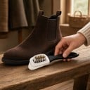 Sæt til rengøring af ruskindsko Gummibørste 13 cm og fire-sidet børste 15,4 cm Rengøringsgummi og klud Pleje af ruskind og nubuck 5