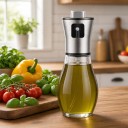 Γυάλινος ψεκαστήρας λαδιού 200 ml με χωνί Ανοξείδωτη κεφαλή 304 Λεπτός ψεκασμός ελαιολάδου Για μαγείρεμα ψήσιμο ψησίματα και σαλάτες 2