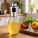 Γυάλινος ψεκαστήρας λαδιού 200 ml με χωνί Ανοξείδωτη κεφαλή 304 Λεπτός ψεκασμός ελαιολάδου Για μαγείρεμα ψήσιμο ψησίματα και σαλάτες 4