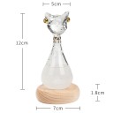 Bouřkové sklo Storm Glass ve tvaru kočky 12 cm Skleněný barometr s krystaly Dřevěný podstavec Dekorace na stůl 6
