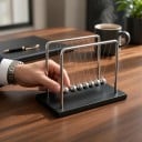Newton's Pendulum med Stativ 23 x 14 x 17 cm 7 Metal Kugler Sølv og Sort Borddekoration til Kontoret og til Fysikundervisning 4