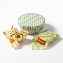 Essuie-tout en cire alimentaire 9 pièces en 3 tailles 18 x 20 cm 25 x 25 cm et 30 x 35 cm Coton et cire d'abeille Motifs verts et oranges 4