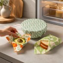 Essuie-tout en cire alimentaire 9 pièces en 3 tailles 18 x 20 cm 25 x 25 cm et 30 x 35 cm Coton et cire d'abeille Motifs verts et oranges 8