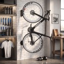 Wall-Mounted Bicycle Holder Rotating Vertical with Folding Hook and Rear Wheel Support Load Capacity 30 kg Steel Black For Garage and Cellar 2