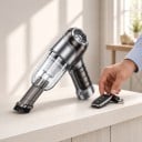 Bezdrôtový vysávač do auta 2v1 Bezkartáčový motor 95000 Pa 120 W 4000 mAh 2 náhradné filtre 6 nadstavcov Strieborný Ručný vysávač 6