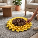 Snusemåtte til hunde i form af en solblomst Diameter 38 cm Filtet med skridsikker bund Gul og brun Til langsom fodring og snusetræning 4