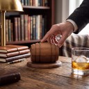 Fumoir en bois pour cocktails et whisky en forme de baril 10 x 6,4 cm Couvercle avec socle pour verre Pour aromatiser les boissons avec de la fumée 3
