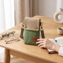 Lærred crossbody taske til mobil 19 x 12 x 2 cm Lille taske med klap Tre rum Justerbar rem Unisex 2