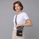 Lærred crossbody taske til mobil 19 x 12 x 2 cm Lille taske med klap Tre rum Justerbar rem Unisex 3