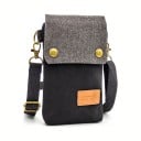 Lærred crossbody taske til mobil 19 x 12 x 2 cm Lille taske med klap Tre rum Justerbar rem Unisex 9