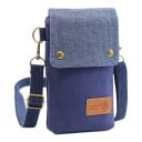 Lærred crossbody taske til mobil 19 x 12 x 2 cm Lille taske med klap Tre rum Justerbar rem Unisex 10