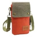 Lærred crossbody taske til mobil 19 x 12 x 2 cm Lille taske med klap Tre rum Justerbar rem Unisex 12