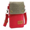 Lærred crossbody taske til mobil 19 x 12 x 2 cm Lille taske med klap Tre rum Justerbar rem Unisex 13