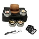 Ensemble fumeur pour cocktails et whisky Fût en bois 10 x 6,4 cm 4 boîtes de copeaux Tire-bouchon de serveur et moule pour 4 boules de glace 1