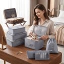 Conjunto de 10 organizadores de viagem para mala Embalagens para roupa até 40 x 30 cm Saco para sapatos Dois sacos e necessaire 2