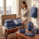 Conjunto de 10 organizadores de viagem para mala Embalagens para roupa até 40 x 30 cm Saco para sapatos Dois sacos e necessaire 3