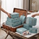 Conjunto de 10 organizadores de viagem para mala Embalagens para roupa até 40 x 30 cm Saco para sapatos Dois sacos e necessaire 4