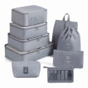 Conjunto de 10 organizadores de viagem para mala Embalagens para roupa até 40 x 30 cm Saco para sapatos Dois sacos e necessaire 10