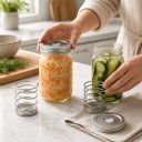 Fermenteringslåg 3 stk med fjedre 86 mm Rustfrit stål 316 Silikoneventil Sølv Til glas med bred åbning Til fermentering 2