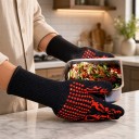 Gants de protection avec éléments antidérapants Longueur 33 cm Cinq doigts avec manchon allongé Matériau tricoté Motif flammes 7