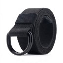 Plátený opasek s dvojitou D prackou 130 x 3,8 cm Taktický textilný pás s kovovými krúžkami Unisex k džínsom i nohaviciam 1