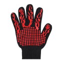 Gant de protection avec éléments antidérapants Longueur 25 cm Cinq doigts avec manchon côtelé Matériau tricoté Motif flammes Impression rouge 1