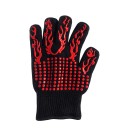 Gant de protection avec éléments antidérapants Longueur 25 cm Cinq doigts avec manchon côtelé Matériau tricoté Motif flammes Impression rouge 2
