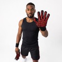 Gant de protection avec éléments antidérapants Longueur 25 cm Cinq doigts avec manchon côtelé Matériau tricoté Motif flammes Impression rouge 4