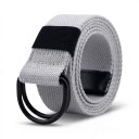 Plátený opasek s dvojitou D prackou 140 x 3,8 cm Taktický textilný pás s kovovými krúžkami Unisex k džínsom aj nohaviciam 13