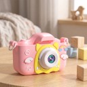 Dětský digitální fotoaparát s křidélky a duhou 2″ IPS displej 1080P video Selfie objektiv Silikonový kryt Karta 32 GB Růžový Pro děti 2