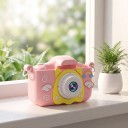 Dětský digitální fotoaparát s křidélky a duhou 2″ IPS displej 1080P video Selfie objektiv Silikonový kryt Karta 32 GB Růžový Pro děti 4