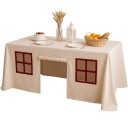 Dug med vinduer og døre Legehus til børn 170 x 104 x 65 cm Telt under bord Tkanin peach skin Beige-vinrød 1