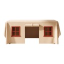 Dug med vinduer og døre Legehus til børn 170 x 104 x 65 cm Telt under bord Tkanin peach skin Beige-vinrød 2