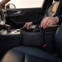 Úložný box do auta 20 x 14,5 x 9 cm z ekokůže Kovový klip a měkká výstelka Držák na pití a koš Na opěradlo i dveře 3