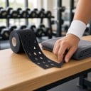 Perforovaná kineziologická tejpovací páska 5 cm x 5 m Bavlna se spandexem Prodyšná a voděodolná Černá Pro podporu svalů při sportu 2