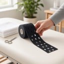 Perforovaná kineziologická tejpovací páska 5 cm x 5 m Bavlna se spandexem Prodyšná a voděodolná Černá Pro podporu svalů při sportu 4