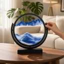 Image de sable 3D rotatif 20,2 x 21,4 cm Image de sable rond avec du sable en verre mobile avec support Décoration de table 7