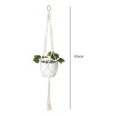Macramé ophæng til blomsterkrukker med metalring og snoede knuder Længde 105 cm Håndlavet reb af plantefibre Hvid Boho dekoration 4